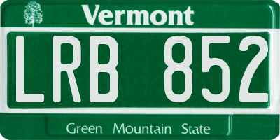VT license plate LRB852