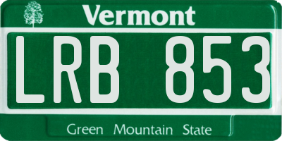 VT license plate LRB853
