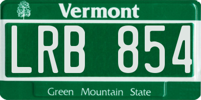 VT license plate LRB854