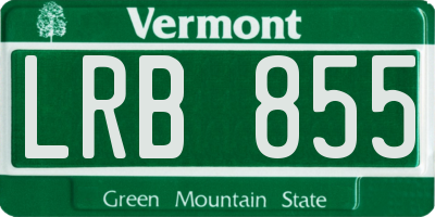 VT license plate LRB855