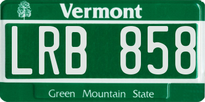 VT license plate LRB858