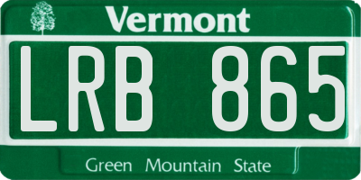 VT license plate LRB865
