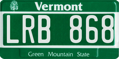 VT license plate LRB868
