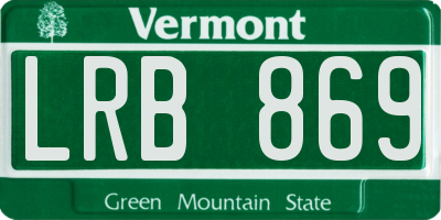 VT license plate LRB869