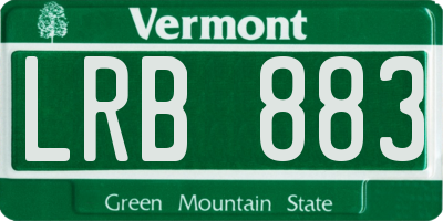 VT license plate LRB883