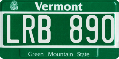 VT license plate LRB890