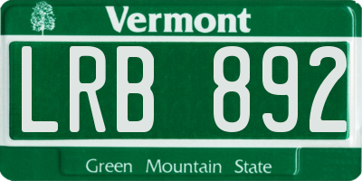 VT license plate LRB892