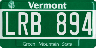 VT license plate LRB894