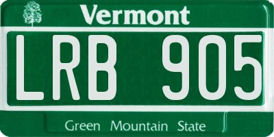 VT license plate LRB905
