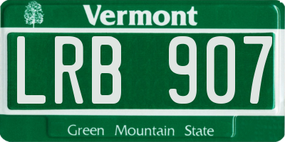 VT license plate LRB907