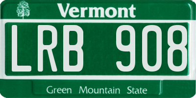 VT license plate LRB908