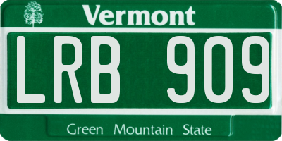 VT license plate LRB909
