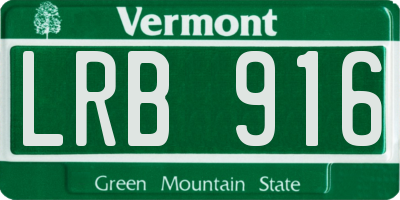 VT license plate LRB916