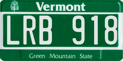 VT license plate LRB918