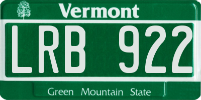 VT license plate LRB922