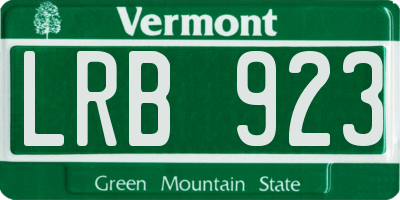 VT license plate LRB923