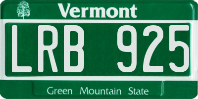 VT license plate LRB925