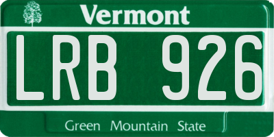 VT license plate LRB926