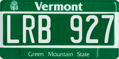 VT license plate LRB927