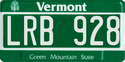 VT license plate LRB928