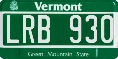 VT license plate LRB930
