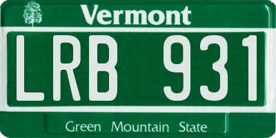 VT license plate LRB931