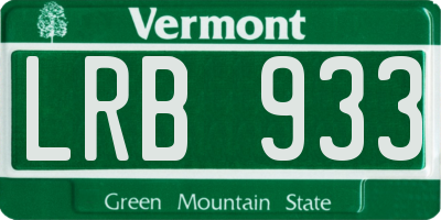 VT license plate LRB933