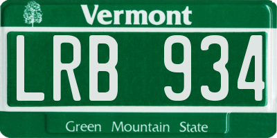 VT license plate LRB934