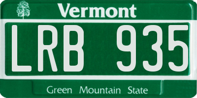 VT license plate LRB935
