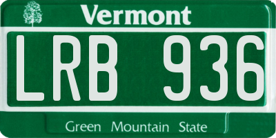 VT license plate LRB936