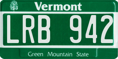 VT license plate LRB942