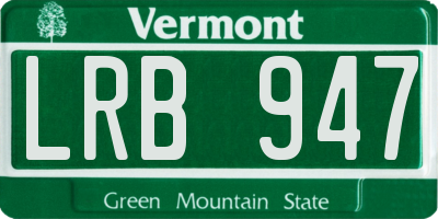 VT license plate LRB947