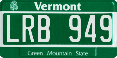 VT license plate LRB949
