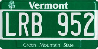 VT license plate LRB952