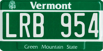 VT license plate LRB954