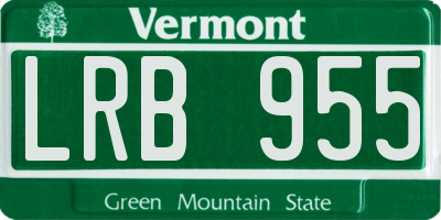 VT license plate LRB955