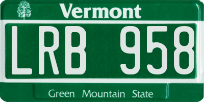 VT license plate LRB958