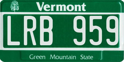 VT license plate LRB959