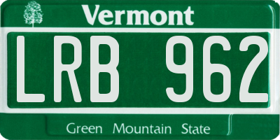 VT license plate LRB962