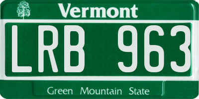 VT license plate LRB963