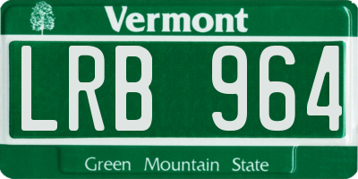 VT license plate LRB964