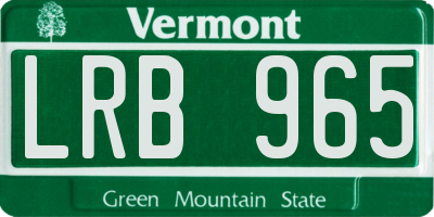 VT license plate LRB965