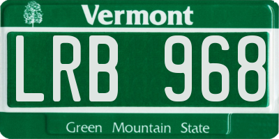 VT license plate LRB968
