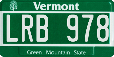 VT license plate LRB978