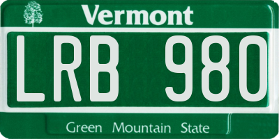 VT license plate LRB980