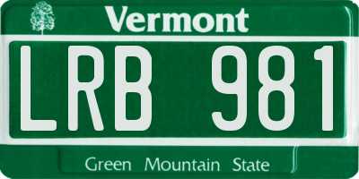 VT license plate LRB981