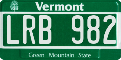 VT license plate LRB982