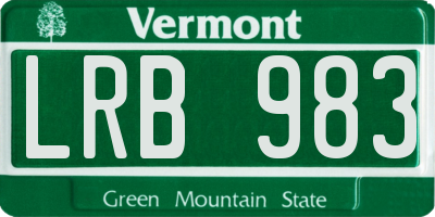 VT license plate LRB983
