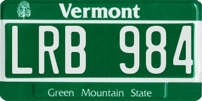 VT license plate LRB984