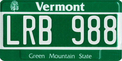 VT license plate LRB988